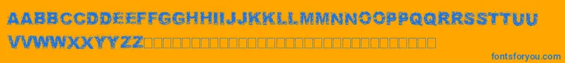 Fonte Fuzzed – fontes azuis em um fundo laranja