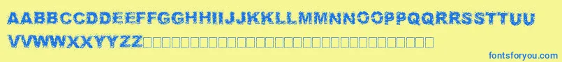 Fuzzed-Schriftart – Blaue Schriften auf gelbem Hintergrund