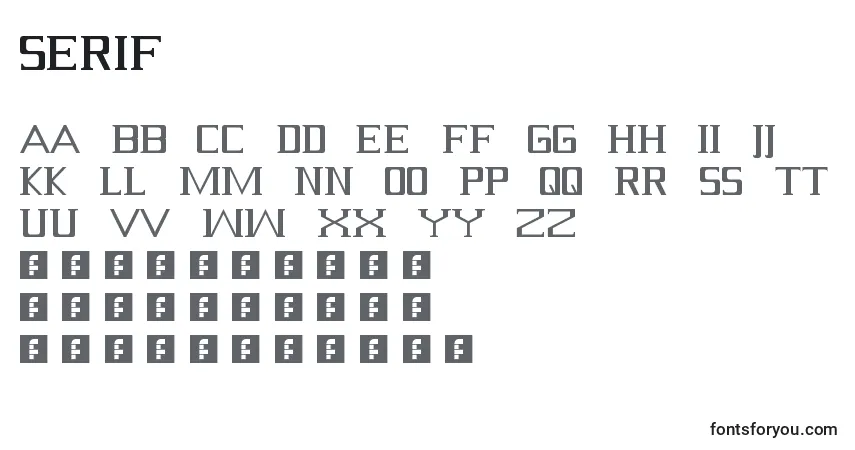 Schriftart Serif – Alphabet, Zahlen, spezielle Symbole