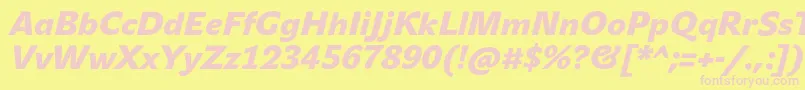 JohnsansBlackProItalic Font – Pink Fonts on Yellow Background