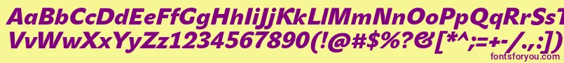 JohnsansBlackProItalic Font – Purple Fonts on Yellow Background