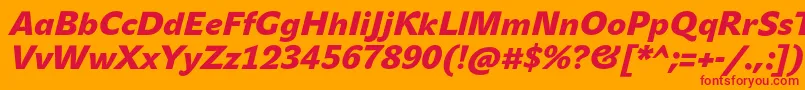 Fonte JohnsansBlackProItalic – fontes vermelhas em um fundo laranja