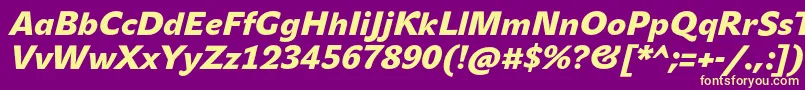 JohnsansBlackProItalic Font – Yellow Fonts on Purple Background