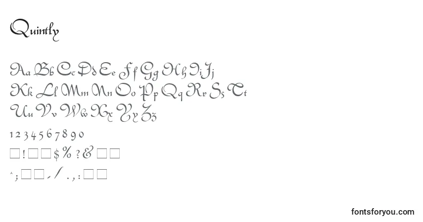 Czcionka Quintly – alfabet, cyfry, specjalne znaki
