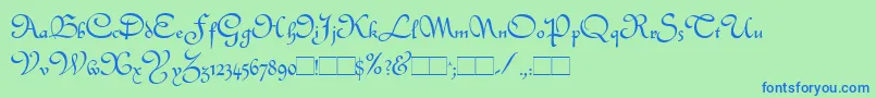 フォントQuintly – 青い文字は緑の背景です。
