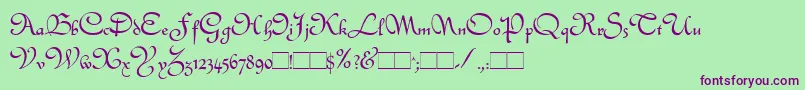 Quintly-Schriftart – Violette Schriften auf grünem Hintergrund