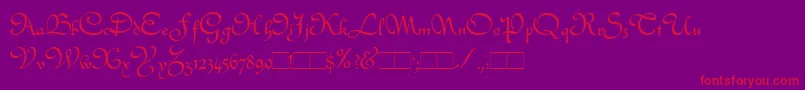 Quintly-Schriftart – Rote Schriften auf violettem Hintergrund