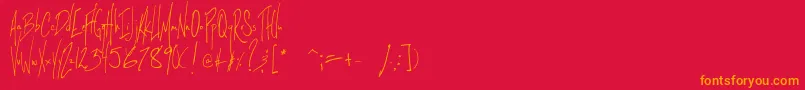 フォントLittlesparrow – 赤い背景にオレンジの文字