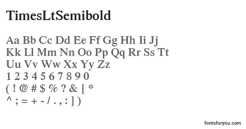 A fonte TimesLtSemibold – alfabeto, números, caracteres especiais