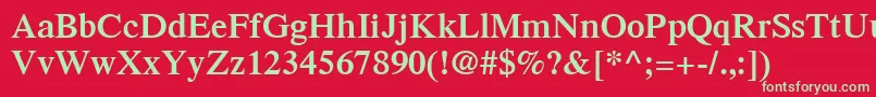 フォントTimesLtSemibold – 赤い背景に緑の文字