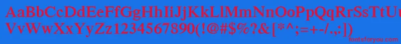 TimesLtSemibold-Schriftart – Rote Schriften auf blauem Hintergrund