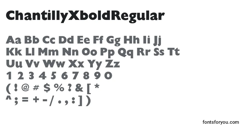 Schriftart ChantillyXboldRegular – Alphabet, Zahlen, spezielle Symbole