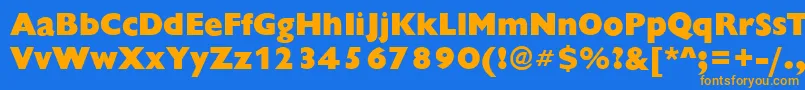フォントChantillyXboldRegular – オレンジ色の文字が青い背景にあります。