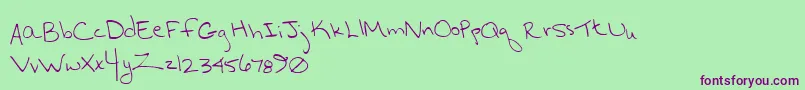 Hurryup Font – Purple Fonts on Green Background