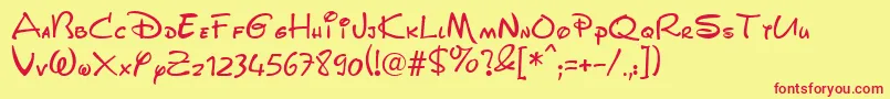 Disneypark Font – Red Fonts on Yellow Background