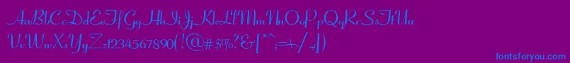 CoronetScriptSsiNormal-Schriftart – Blaue Schriften auf violettem Hintergrund