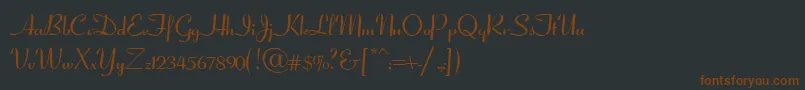 CoronetScriptSsiNormal-fontti – ruskeat fontit mustalla taustalla