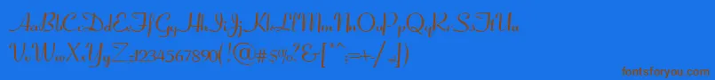 CoronetScriptSsiNormal-Schriftart – Braune Schriften auf blauem Hintergrund