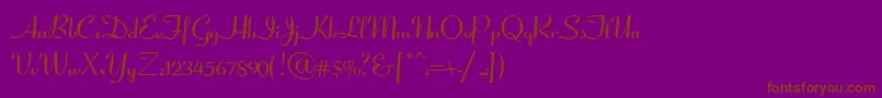 CoronetScriptSsiNormal-Schriftart – Braune Schriften auf violettem Hintergrund