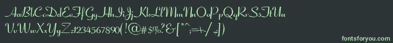 CoronetScriptSsiNormal-fontti – vihreät fontit mustalla taustalla