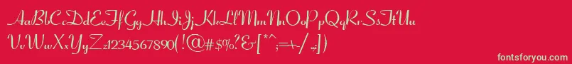CoronetScriptSsiNormal-Schriftart – Grüne Schriften auf rotem Hintergrund
