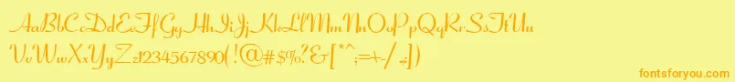 CoronetScriptSsiNormal-fontti – oranssit fontit keltaisella taustalla