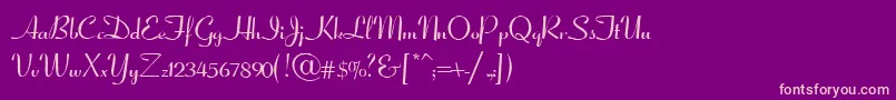 Fonte CoronetScriptSsiNormal – fontes rosa em um fundo violeta