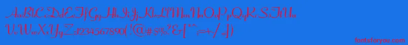 フォントCoronetScriptSsiNormal – 赤い文字の青い背景