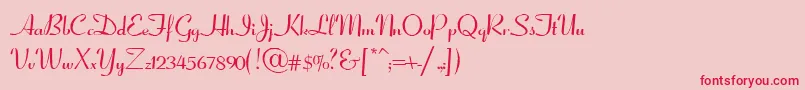 CoronetScriptSsiNormal-fontti – punaiset fontit vaaleanpunaisella taustalla