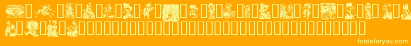 Calavera323-Schriftart – Gelbe Schriften auf orangefarbenem Hintergrund