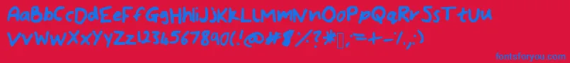 BryonysHandwritingBold Font – Blue Fonts on Red Background