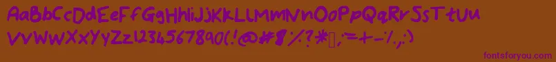 BryonysHandwritingBold Font – Purple Fonts on Brown Background