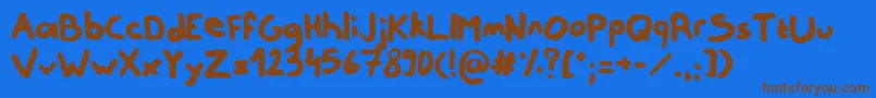 NotReally-Schriftart – Braune Schriften auf blauem Hintergrund