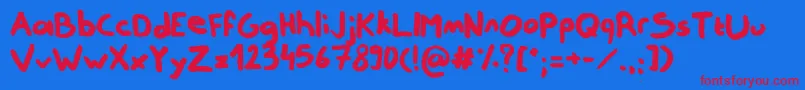 NotReally Font – Red Fonts on Blue Background