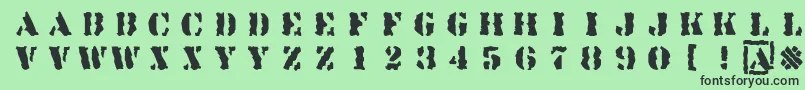 Linotypesjablony Font – Black Fonts on Green Background