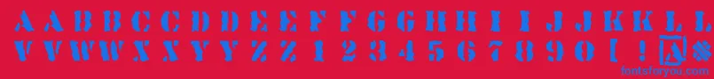 Linotypesjablony Font – Blue Fonts on Red Background