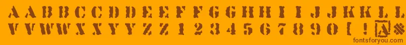 Fonte Linotypesjablony – fontes marrons em um fundo laranja