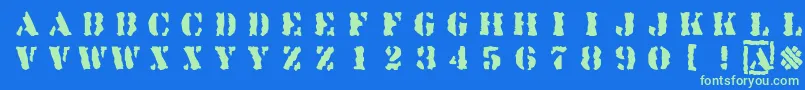 Linotypesjablony Font – Green Fonts on Blue Background