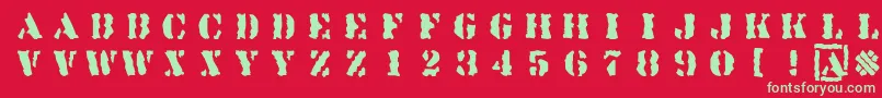 Linotypesjablony Font – Green Fonts on Red Background