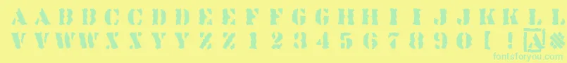 Linotypesjablony Font – Green Fonts on Yellow Background
