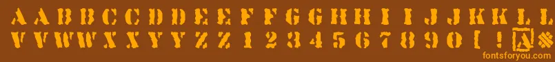 Linotypesjablony Font – Orange Fonts on Brown Background