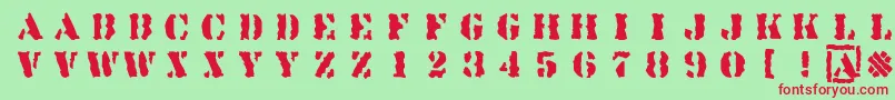 Linotypesjablony Font – Red Fonts on Green Background