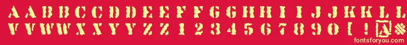 Linotypesjablony Font – Yellow Fonts on Red Background