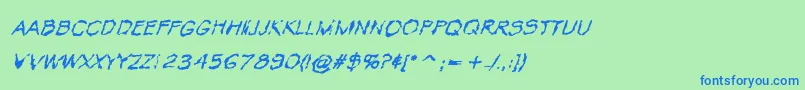 VtcKrinkleKutRegularItalic Font – Blue Fonts on Green Background