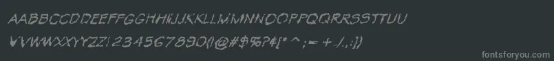 フォントVtcKrinkleKutRegularItalic – 黒い背景に灰色の文字