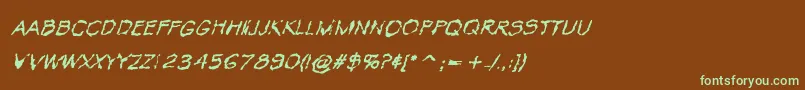 Fonte VtcKrinkleKutRegularItalic – fontes verdes em um fundo marrom