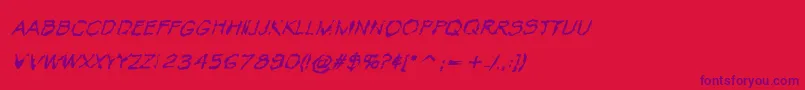 VtcKrinkleKutRegularItalic-Schriftart – Violette Schriften auf rotem Hintergrund