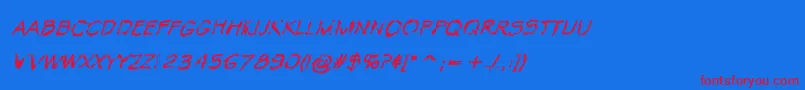 VtcKrinkleKutRegularItalic Font – Red Fonts on Blue Background