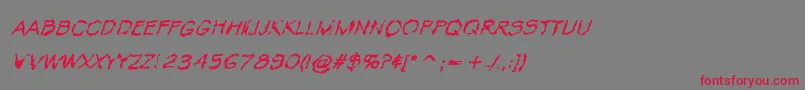 VtcKrinkleKutRegularItalic Font – Red Fonts on Gray Background