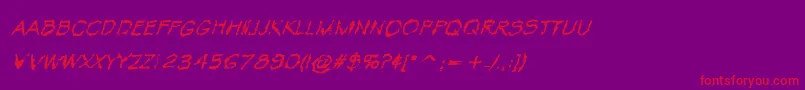 VtcKrinkleKutRegularItalic-Schriftart – Rote Schriften auf violettem Hintergrund